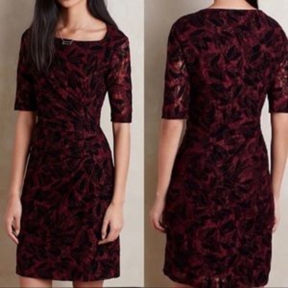 Anthropologie Maeve Elorn Ruched Soft Lace Dress 0